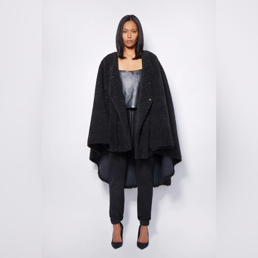 NWT RtA Blix Poncho Coat in Black Sherpa Sz XS/S - Picture 2 of 3
